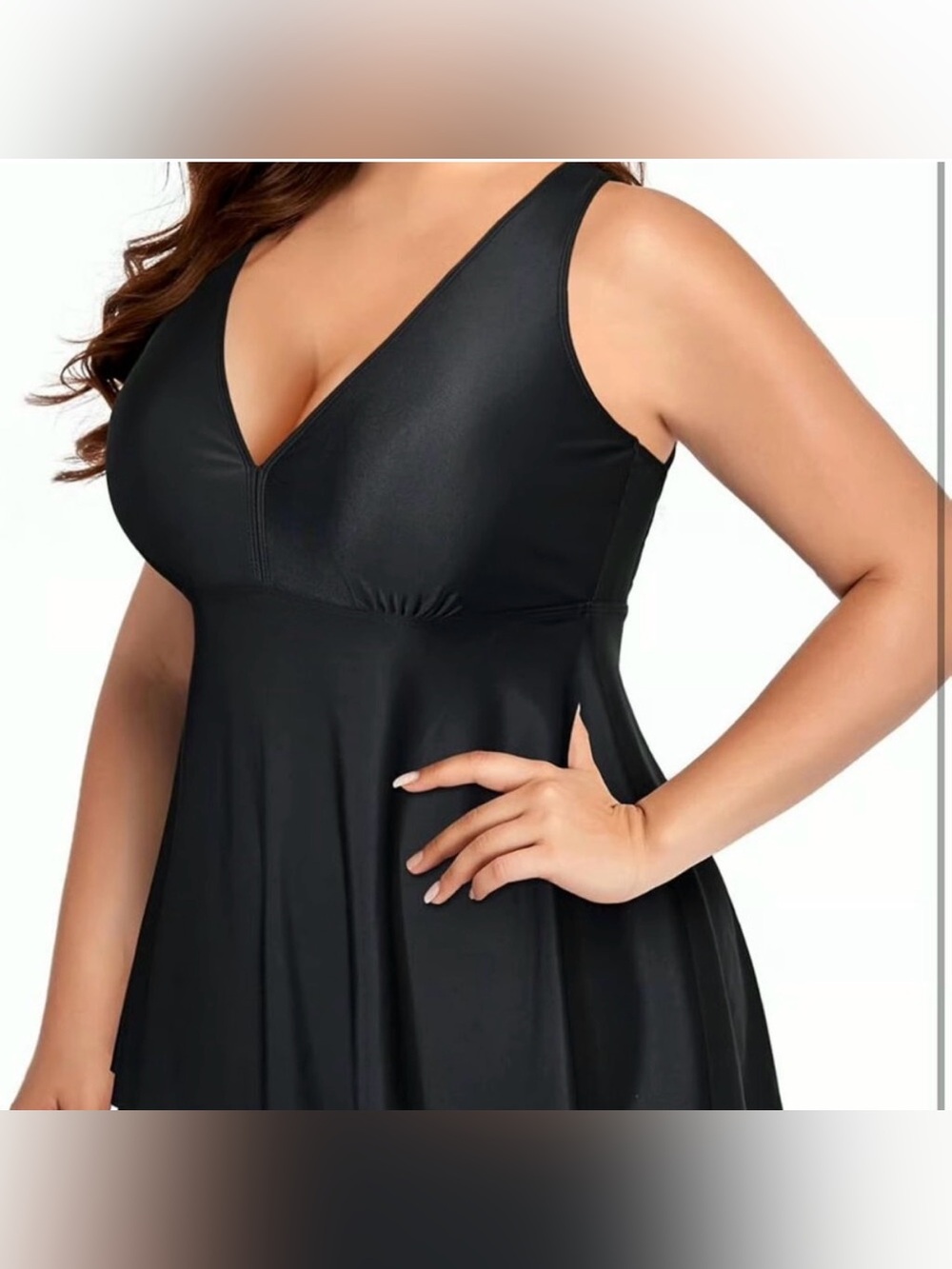 Yonique Black Tankini Top Bathing Suit | 20W
